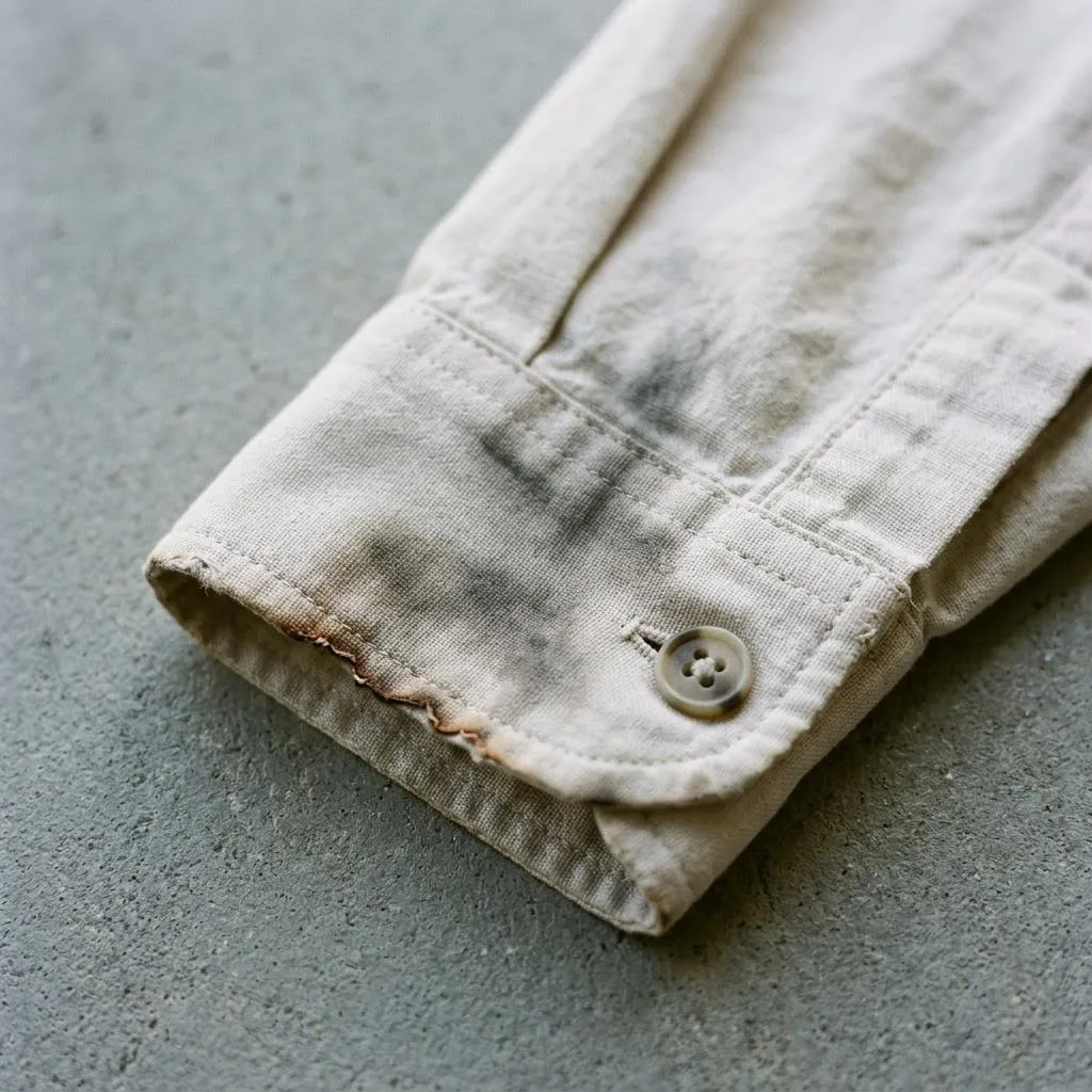 Generated illustration of smoke staining on fabric; not an actual garment or a documented result